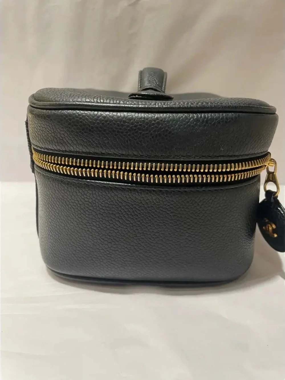 CHANEL Black Quilted Vanity Case with Gold Hardware